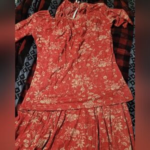 Floral Red Dress Rancho Estencia 2 Piece Size XxL